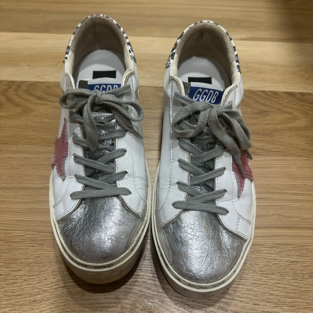 Golden Goose White/Silver/Pink Hi Stars